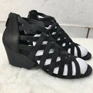 Eileen Fisher Strappy Wedge Sandals Black Sz 8 1/2